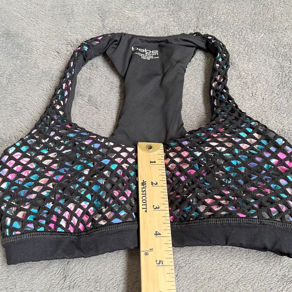 Bebe Sport Activewear Multicolor Net Black Athletic Sports Bra Women's Size XS - Picture 9 of 10